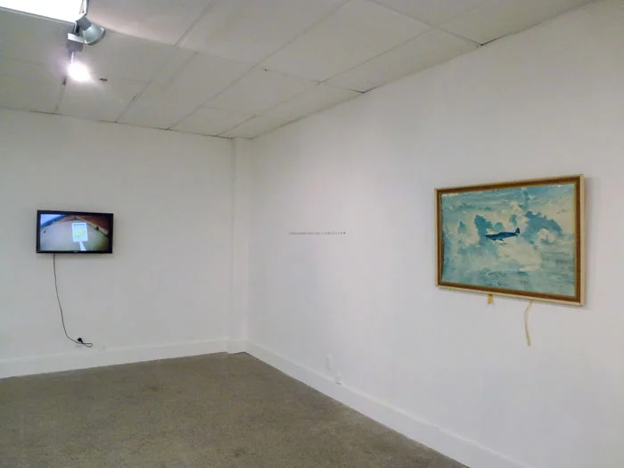 Works about the Sky
(l-r, found video footage Budgie Number 35 , puzzle pieces Pieces of Sky , found print, Spitfire 2013)