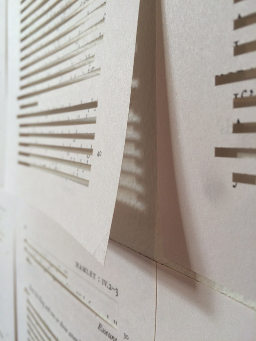 Takes the Skull (detail) copies of Hamlet with artist intervention 2016