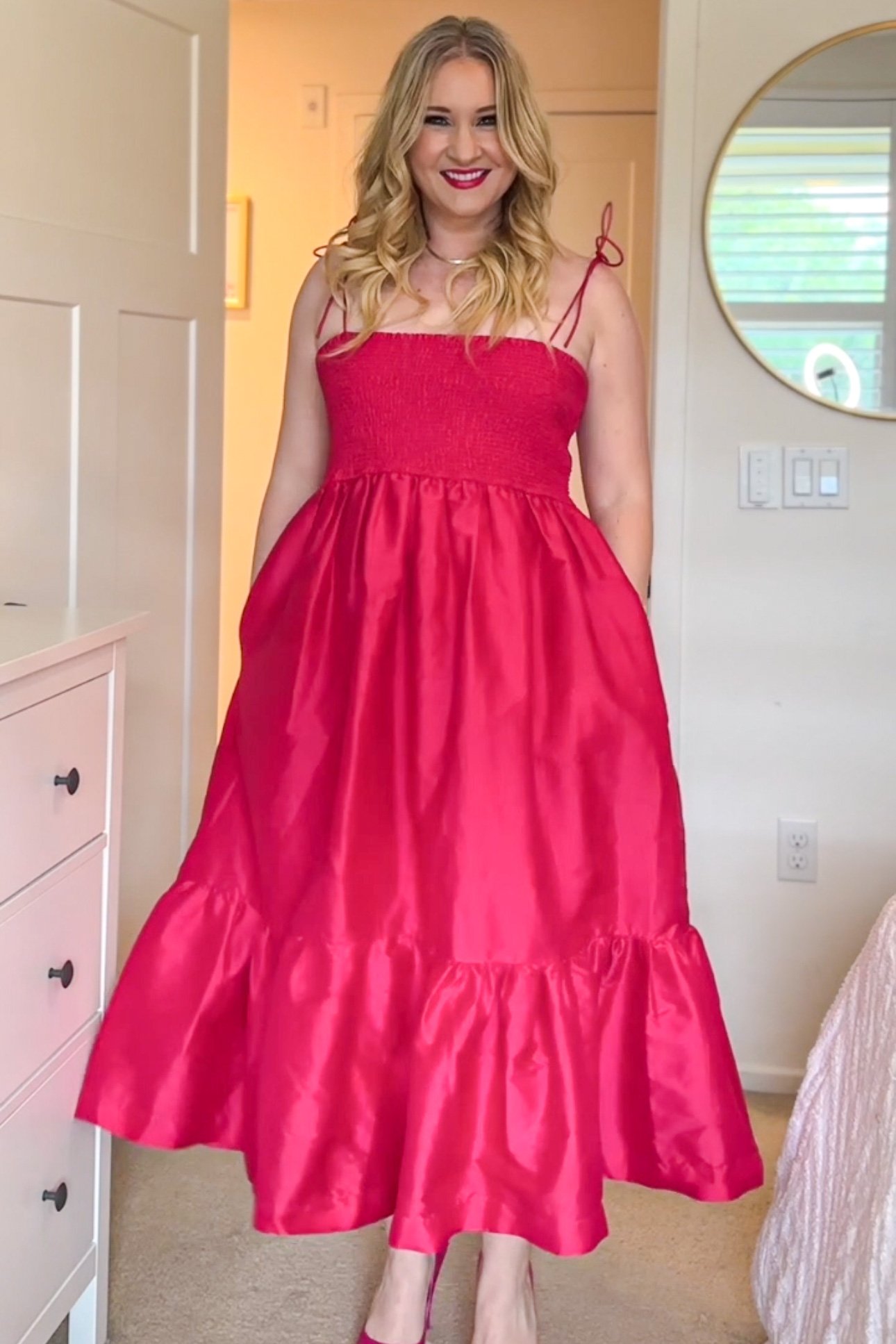 Shine Midi Dress in Pink | Rented from Nuuly