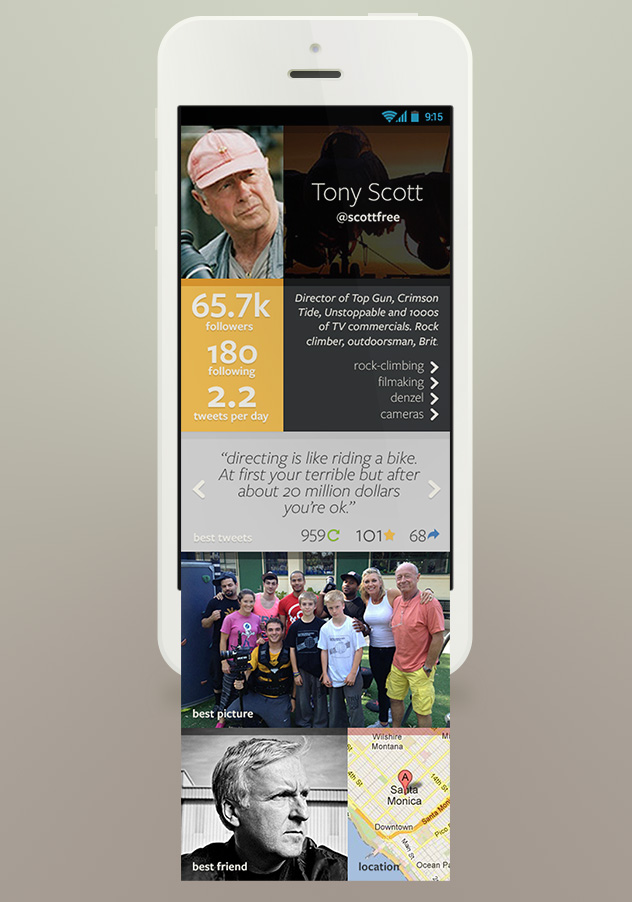 Infographic style Profile page.