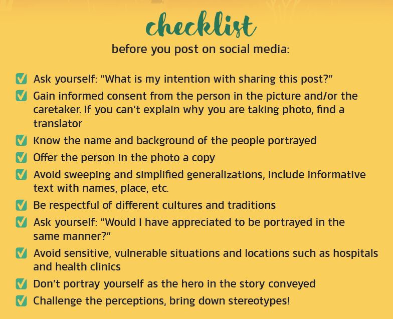 A SOCIAL MEDIA CHECKLIST FOR VOLUNTEERS AND TRAVELERS