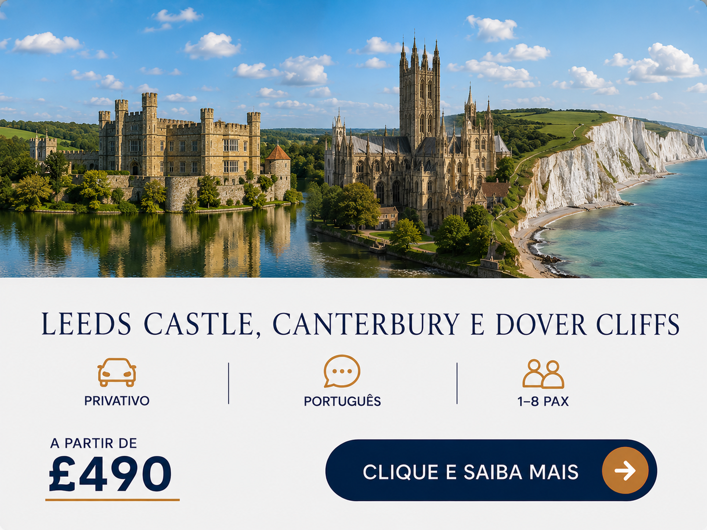 Leeds Castle, Canterbury &amp; Dover Cliffs