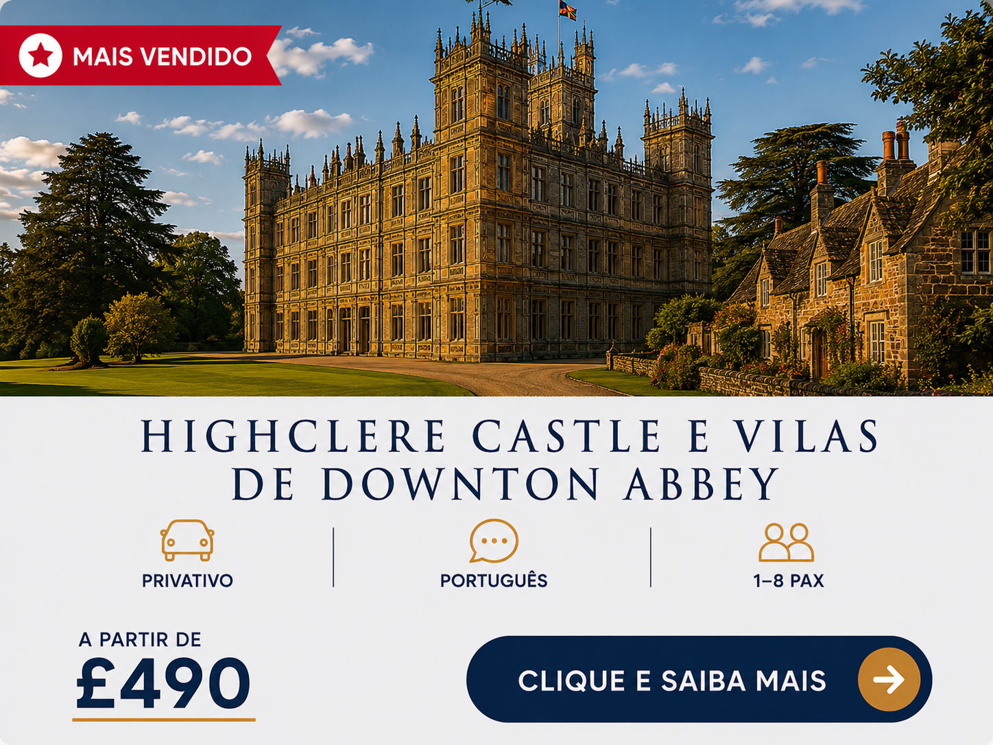 Highclere Castle e Vilas de Downton Abbey