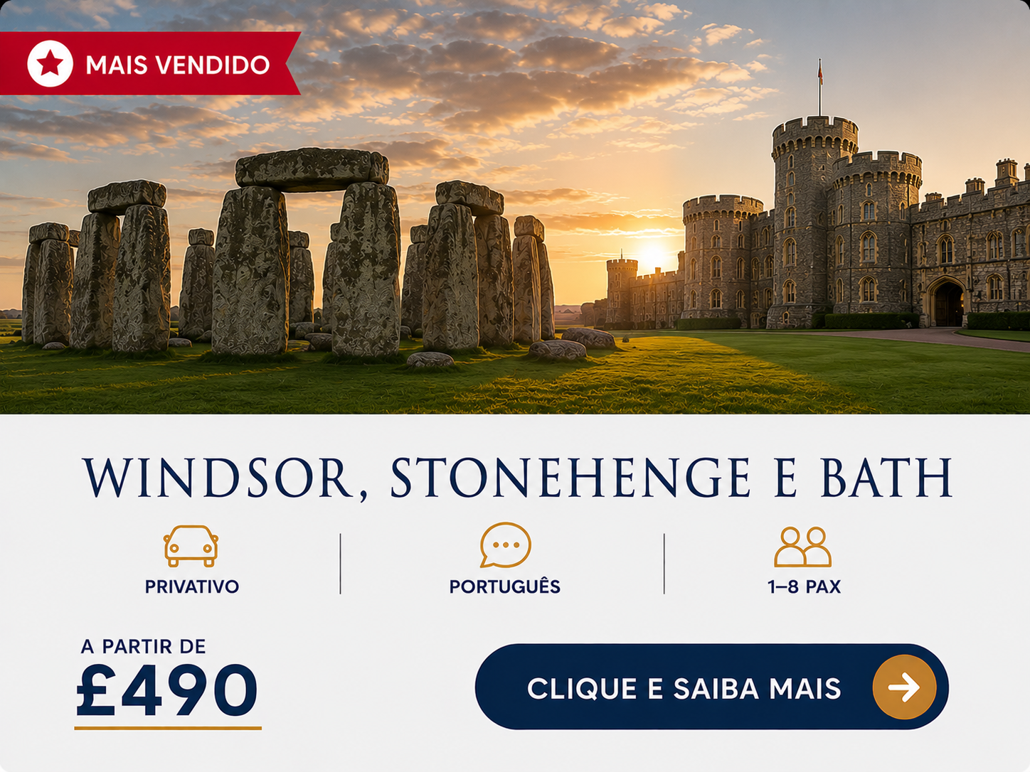 Passeio Castelo de Windsor, Stonehenge e Bath 