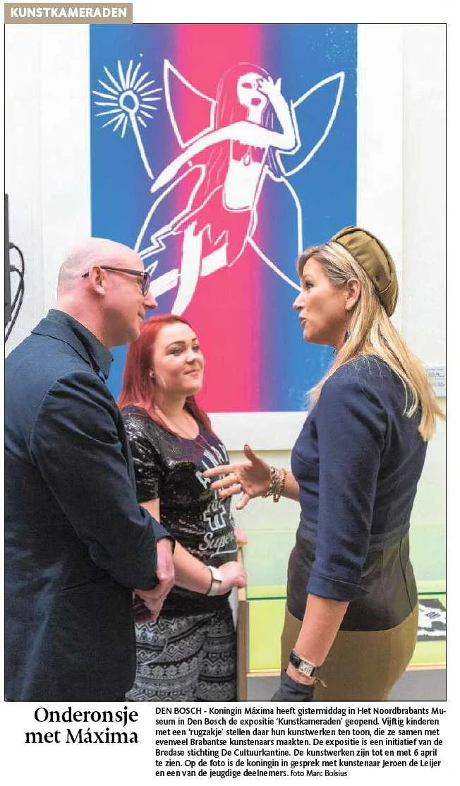 Artikel in BN De Stem over de opening van 'Kunstkameraden' in Het Noordbrabants Museum.