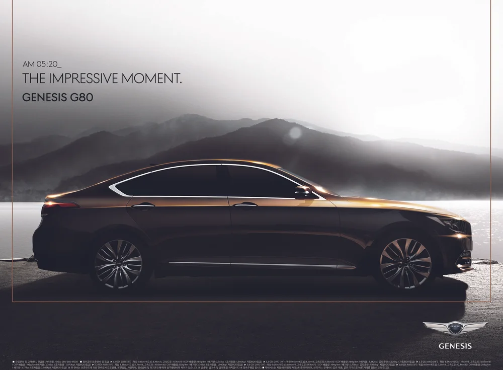   HYUNDAI MOTORS   Project Name:  G80   Creative Director:  Kwon Sung Cheol   Art Director:  Lim Hoon   Casting:  Jang Sun Woo   Photographer.  Joon Choi   Gaffer:  Kim Hong Soo   Stylist:  Shin Seung Wee   Hair&amp;Make-up:  Kim Young Soon   Set Sty