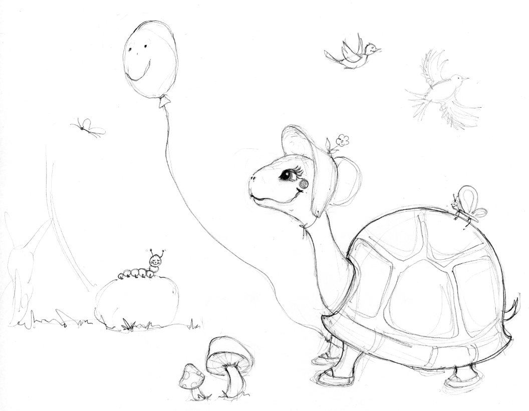 orignially Teresa was carrying a balloon but once everything came together it seemed too much