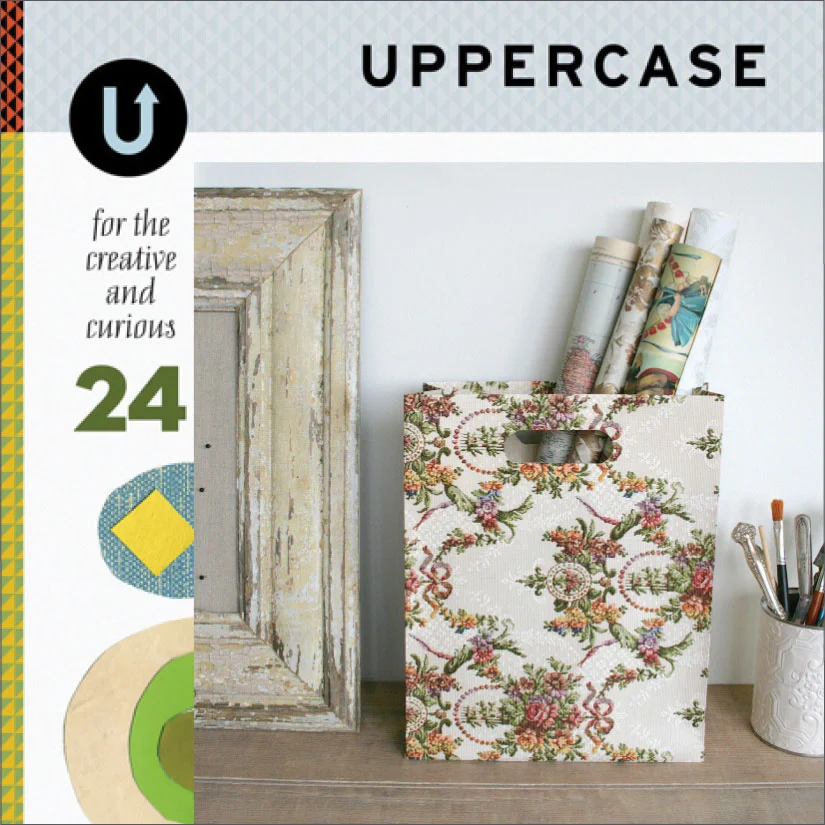 UPPERCASE : Her vintage wallpaper bags are featured in issue 24, 02/2015. Click here to see the whole page, 02/2015