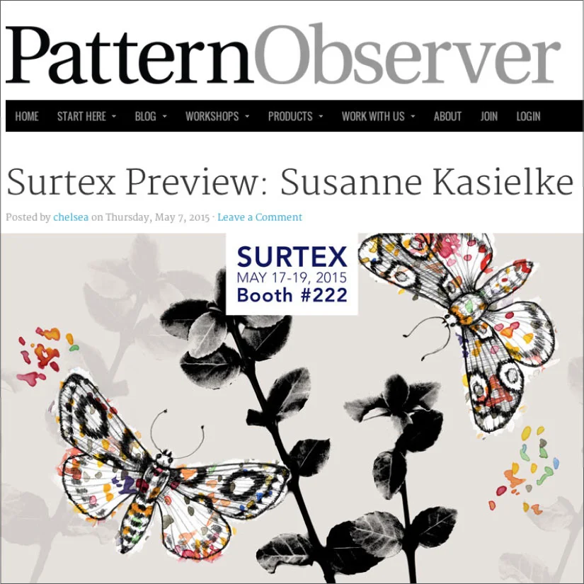 PATTERN OBSERVER : Feature by Michelle Fifis, a bespoke textile design blog, Click here to read , 05/2015