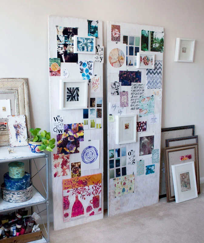Susanne’s studio. When working on new collections, she assembles ideas, sketches and inspiration to her boards to view it all together as a whole.