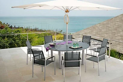 Barlow Tyrie Mercury stainless steel chairs and equinox table