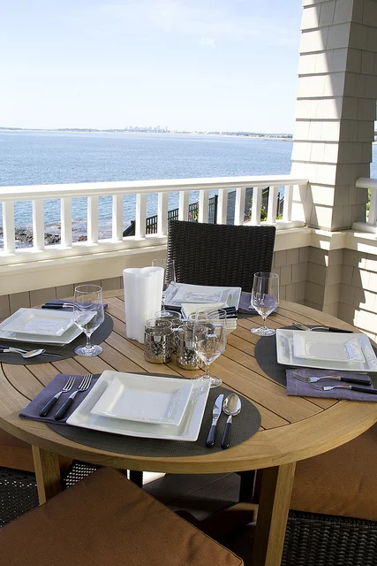 Dinnerware on a Barlow Tyrie Table
