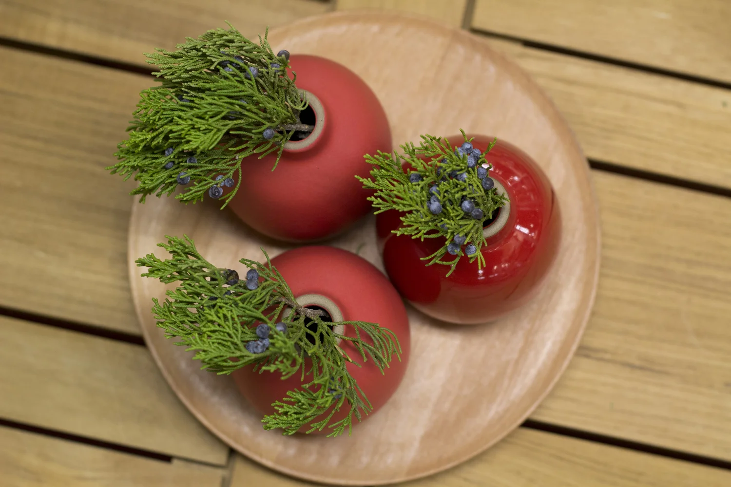 Heath Ceramics Holiday Red Bud Vases