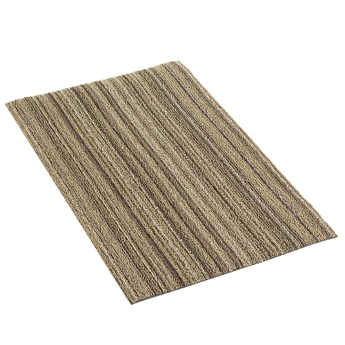 Stage 1 - The Doormat Your first line of defense is The Doormat . It has a plush, tufted shag that will absorb the moisture, debris, and potential mud that was missed by your outdoor mat. It is available in a wide range of colors to blend with any interior decor.