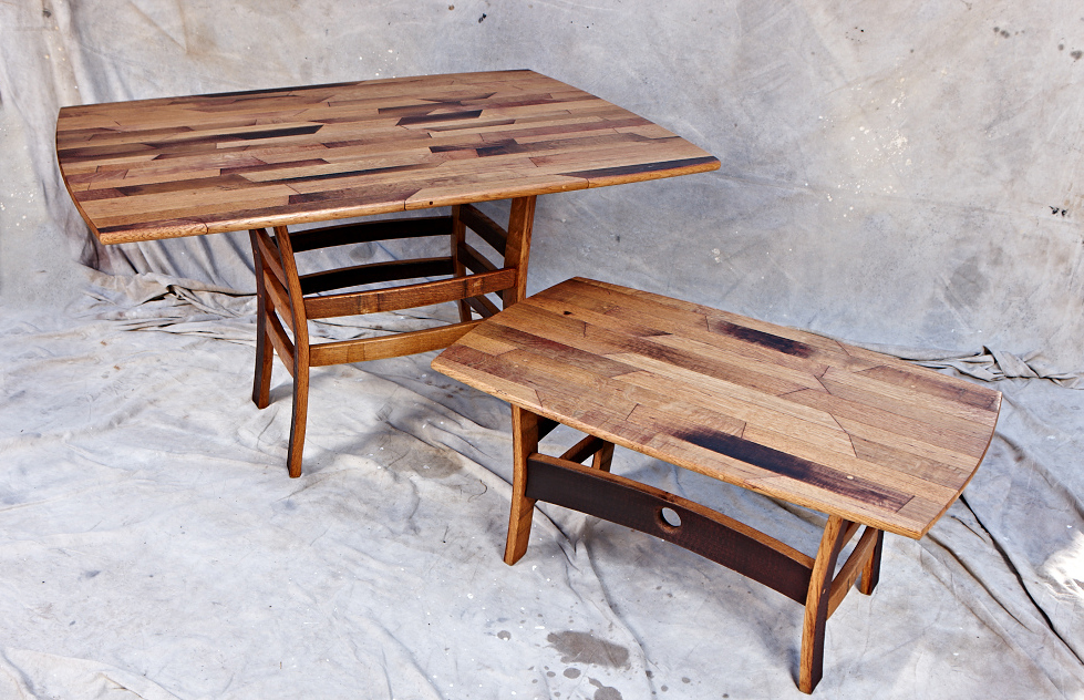 MZ3D parquet style wine barrel tables