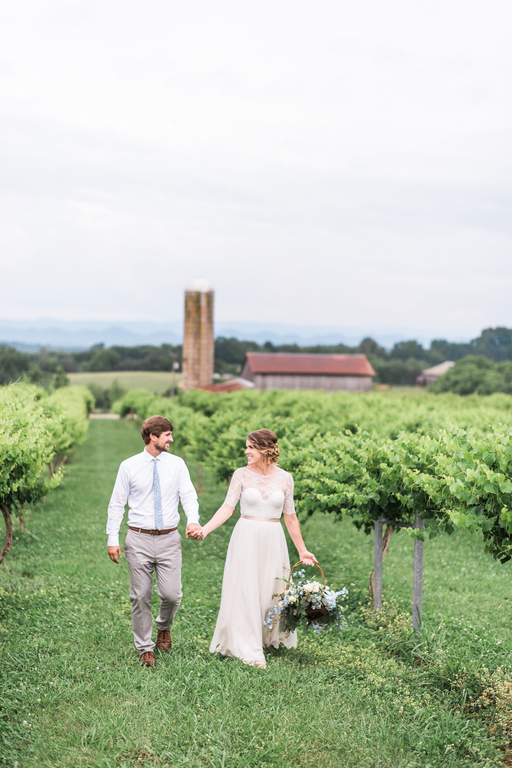 Tsali Notch Vineyard Wedding | Styled shoot | lace wedding dress | Flowy dress | portra 400 | film photography | Vineyard Wedding