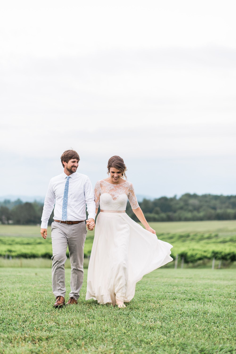 Tsali Notch Vineyard Wedding | Styled shoot | lace wedding dress | Flowy dress | portra 400 | film photography | Vineyard Wedding