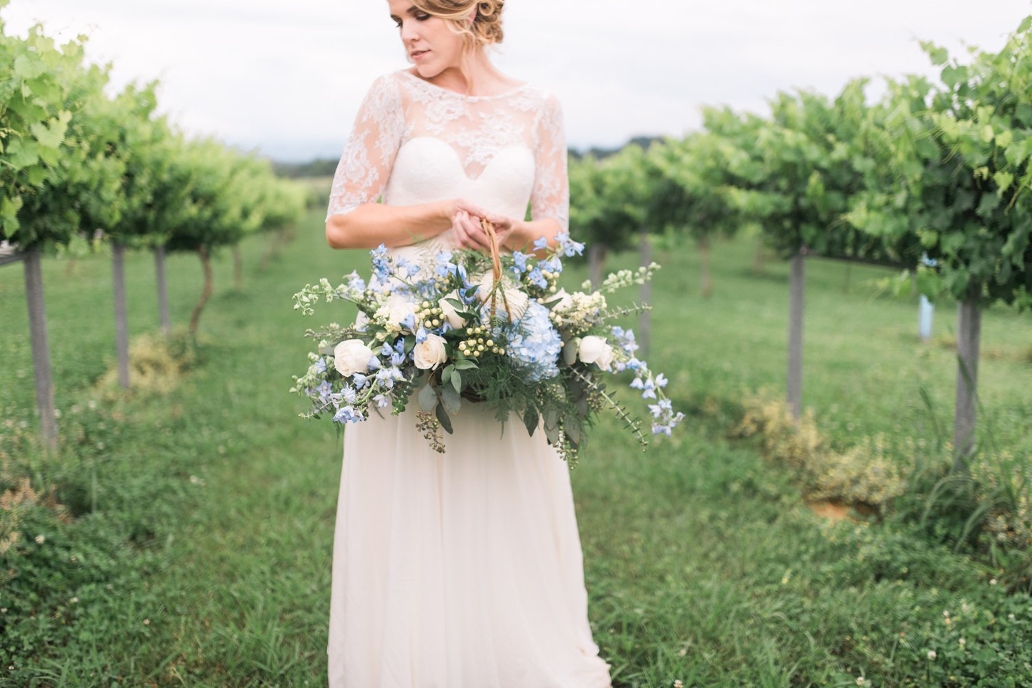 Tsali Notch Vineyard Wedding | Styled shoot | lace wedding dress | Flowy dress | portra 400 | film photography | Vineyard Wedding