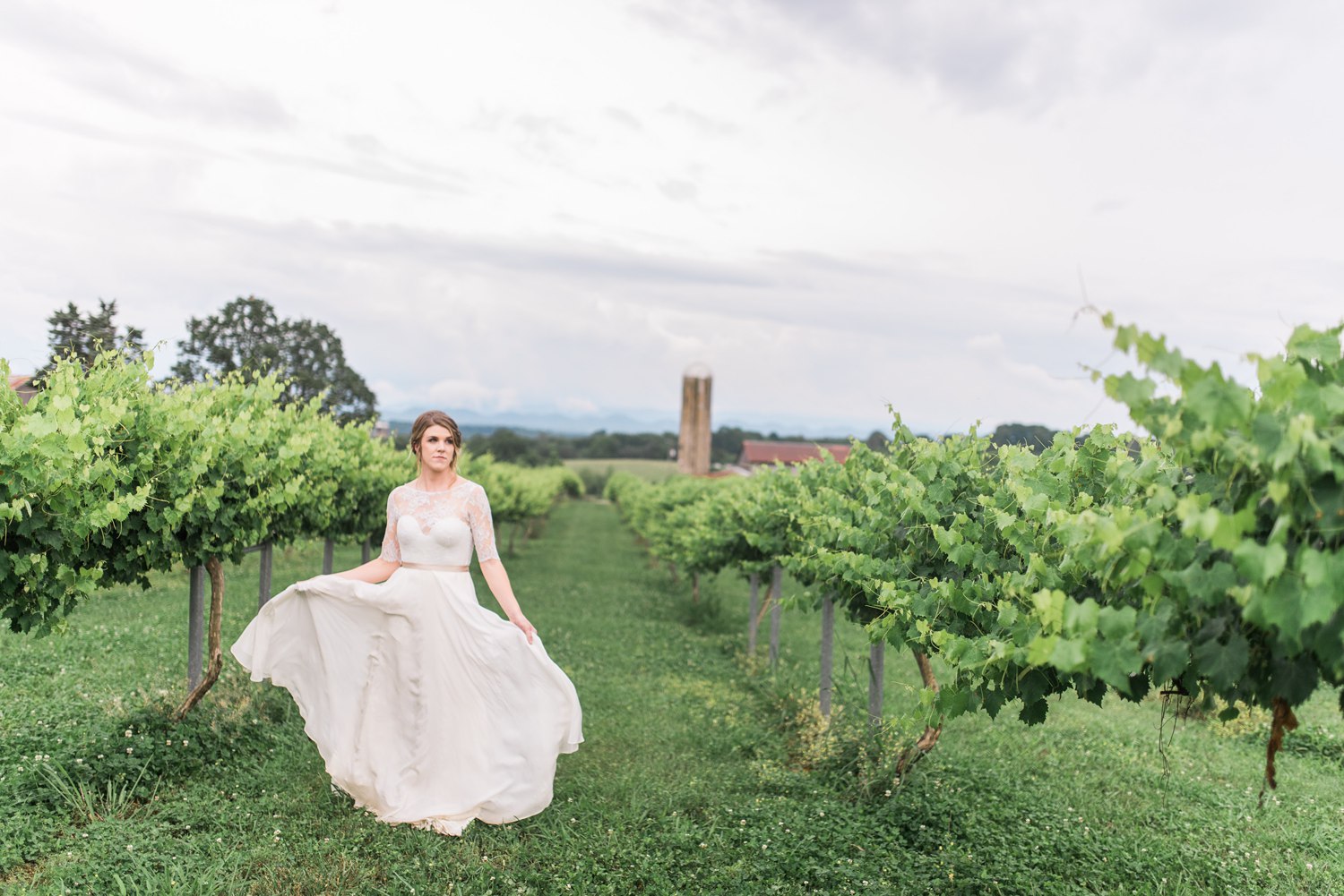 Tsali Notch Vineyard Wedding | Styled shoot | lace wedding dress | Flowy dress | portra 400 | film photography | Vineyard Wedding