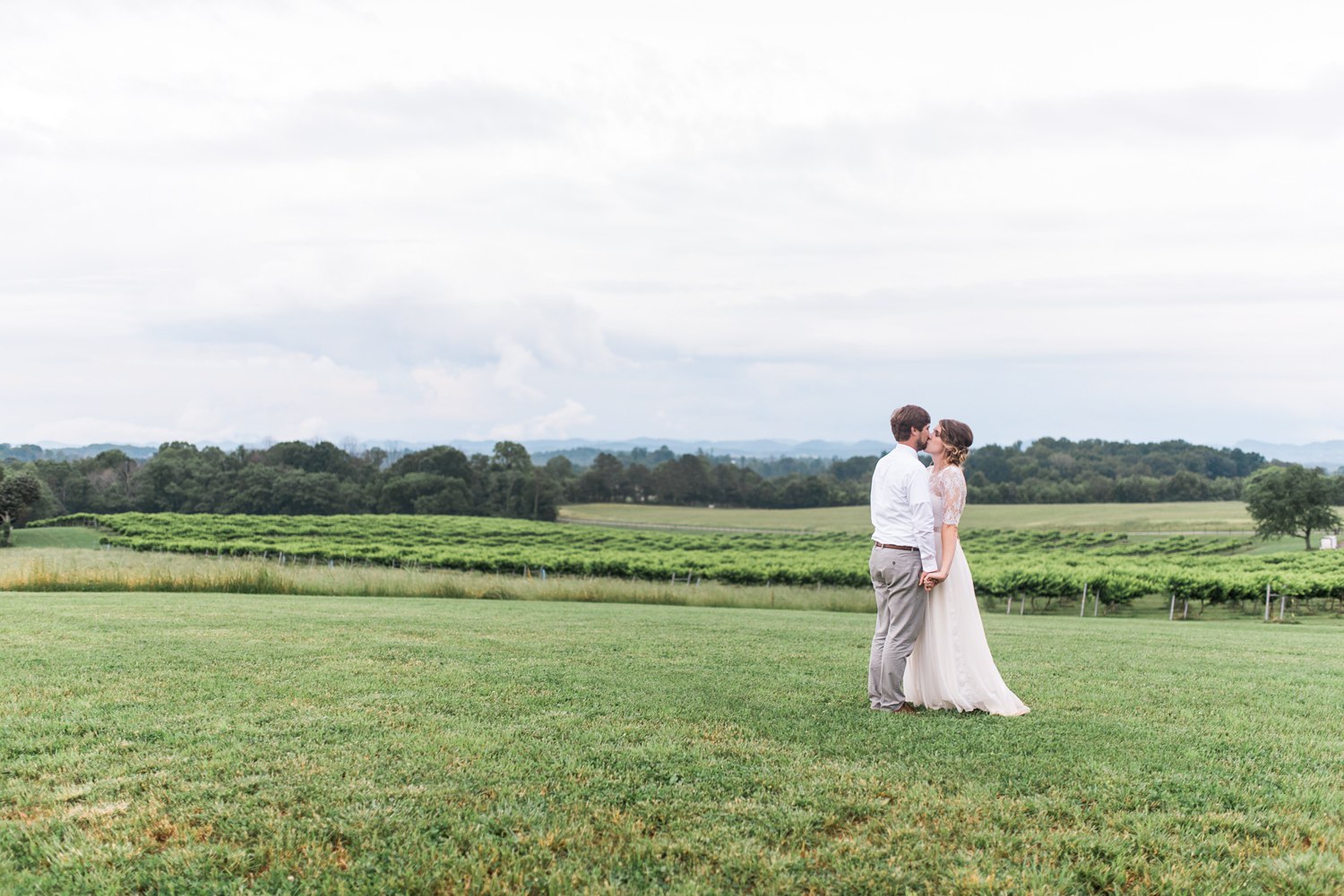 Tsali Notch Vineyard Wedding | Styled shoot | lace wedding dress | Flowy dress | portra 400 | film photography | Vineyard Wedding