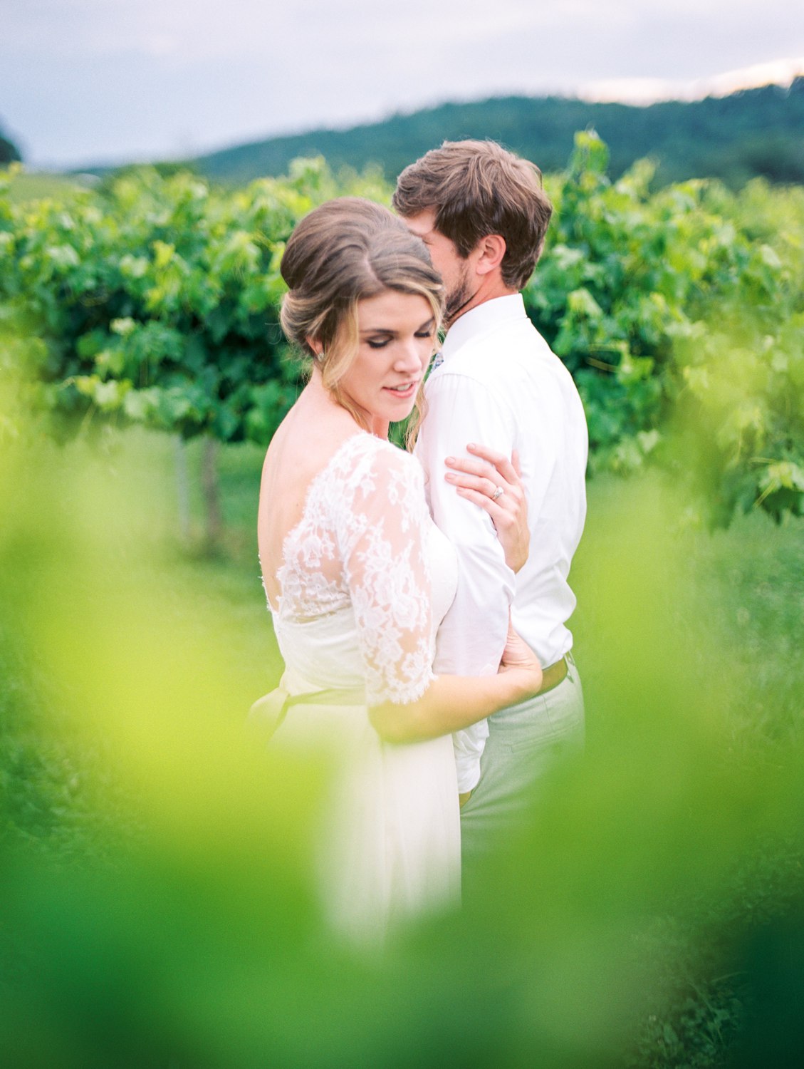 Tsali Notch Vineyard Wedding | Styled shoot | lace wedding dress | Flowy dress | portra 400 | film photography | Vineyard Wedding