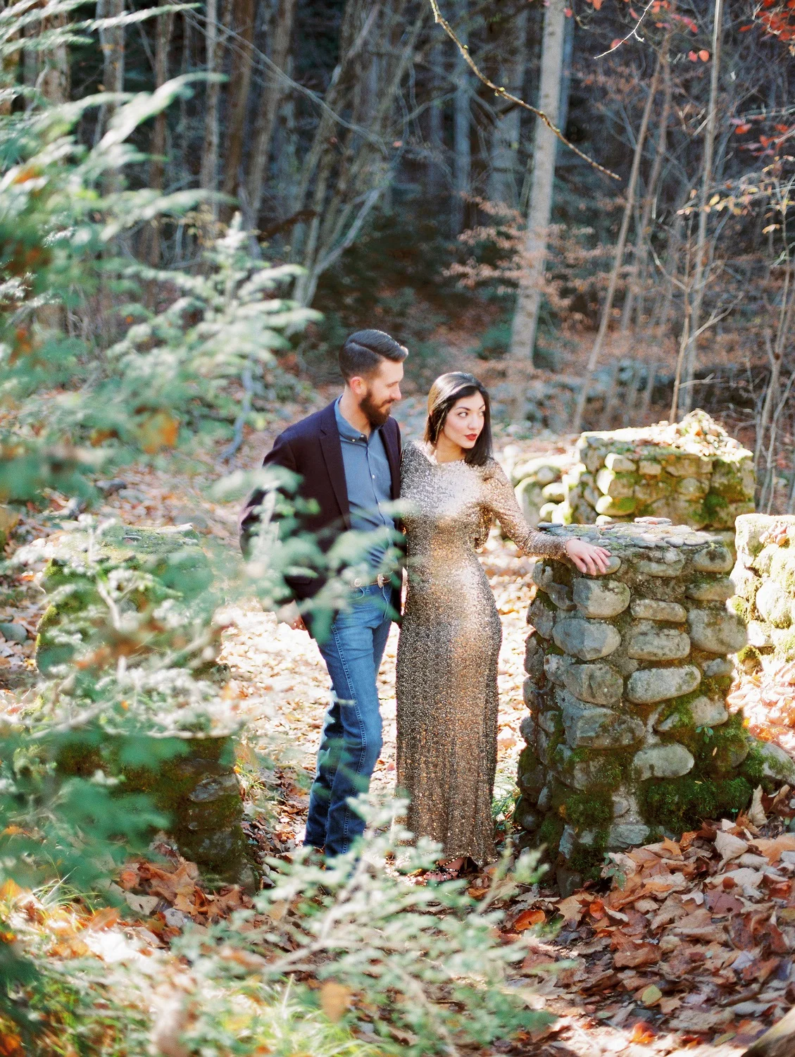 Smoky Mountain overlook bridal portrait captured on film