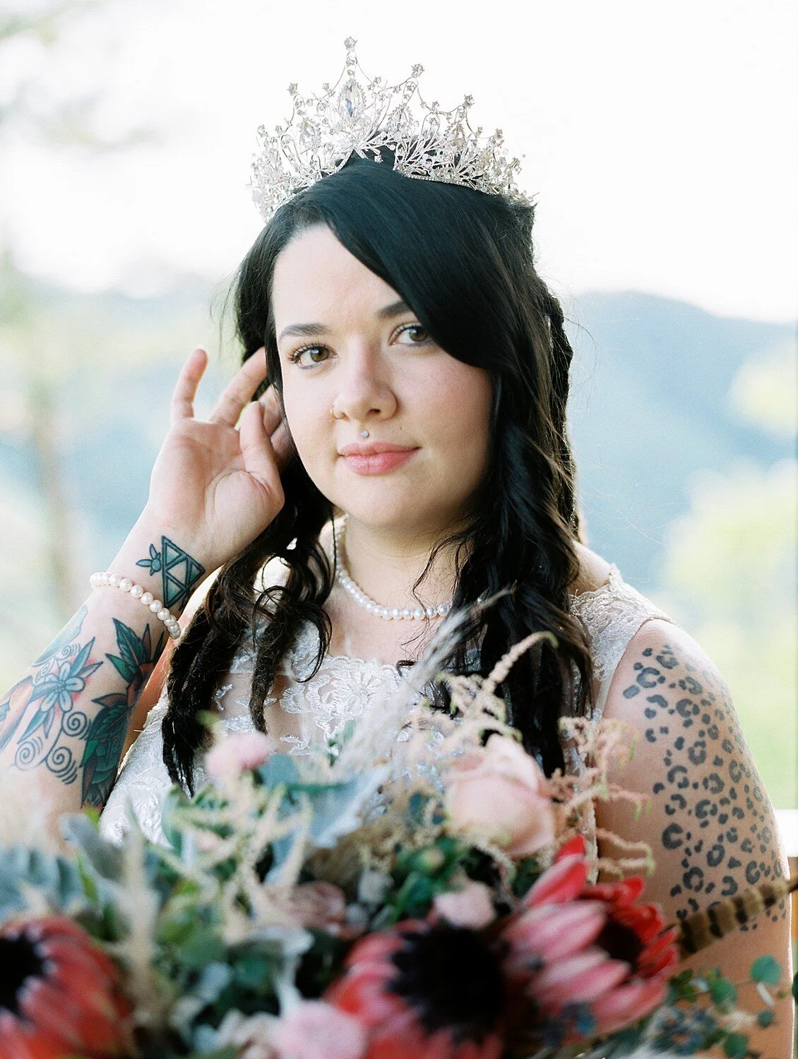 Elegant posture—shoulders long, chin slightly forward.