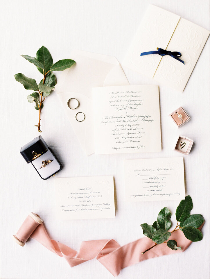 flatlay wedding invitations