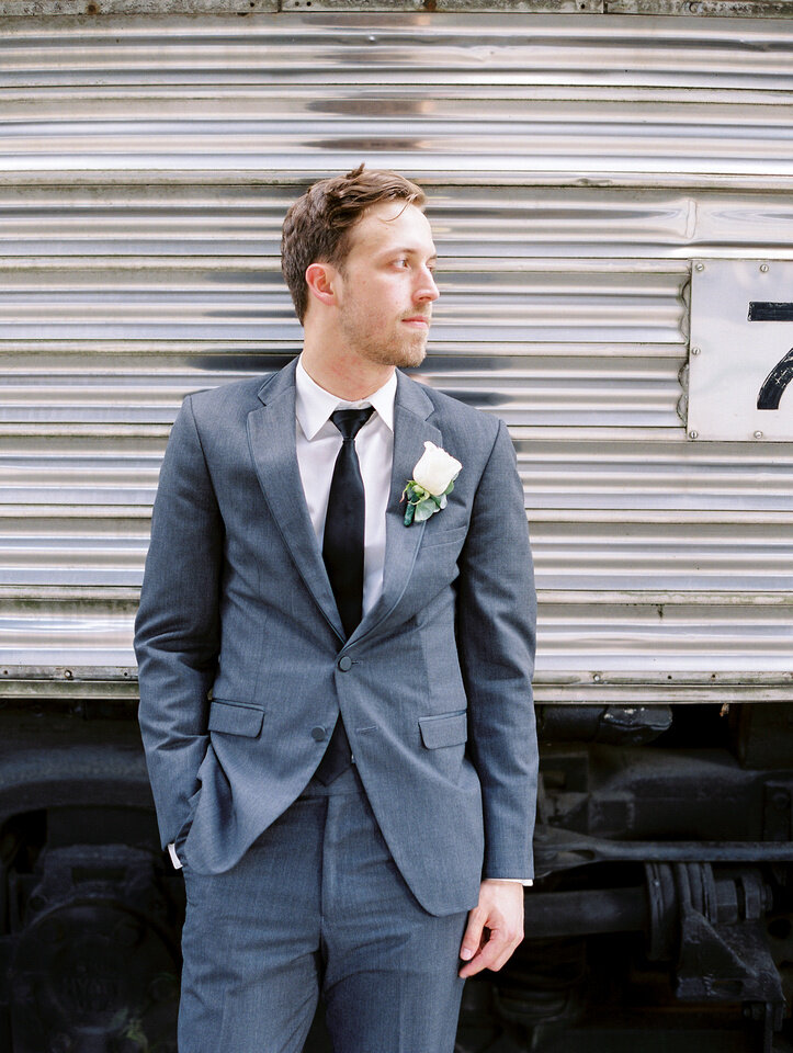Gray groom suit