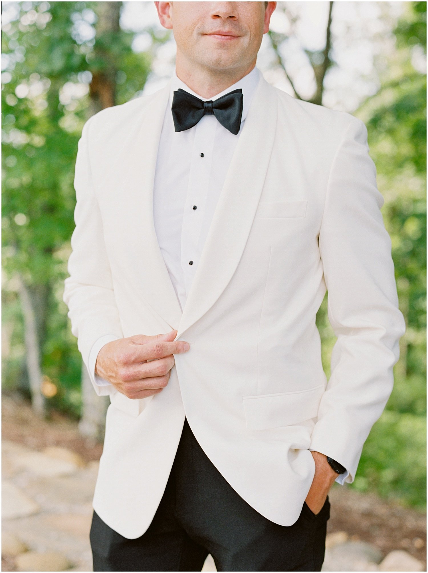 Grooms Bow Tie and Tux Coat Wedding Detail