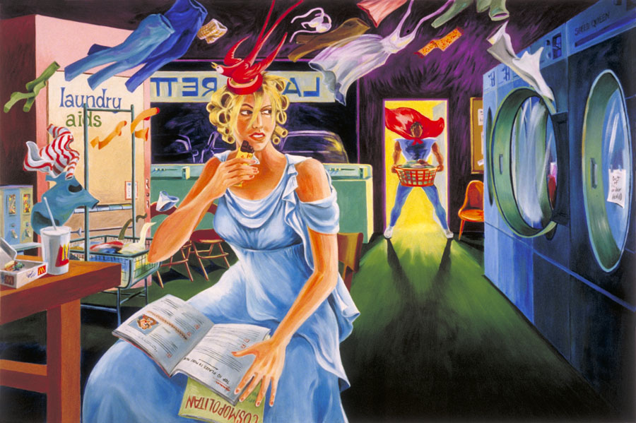 "Aphrodite at the Launderette"  oil on canvas  48" x 72"  - SOLD