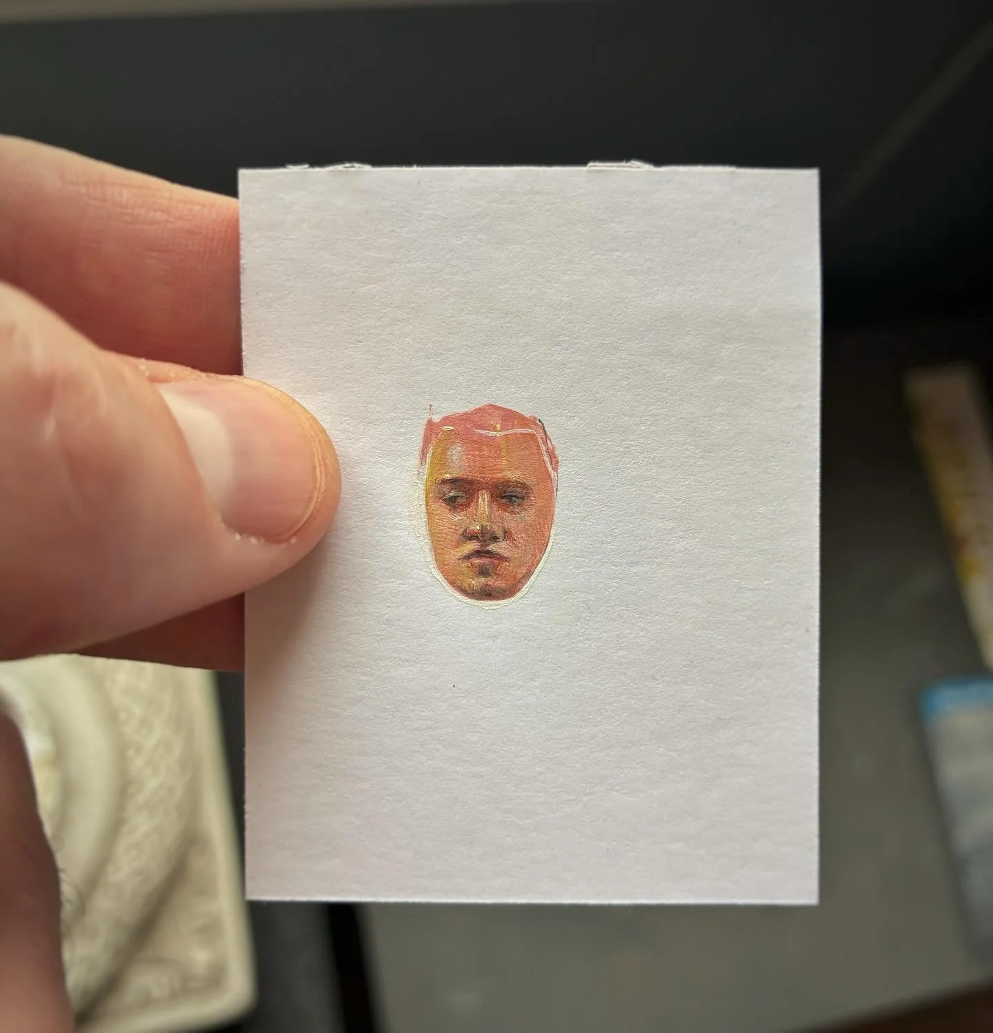 A quick miniature study. 75 minutes. Acrylic on paper.