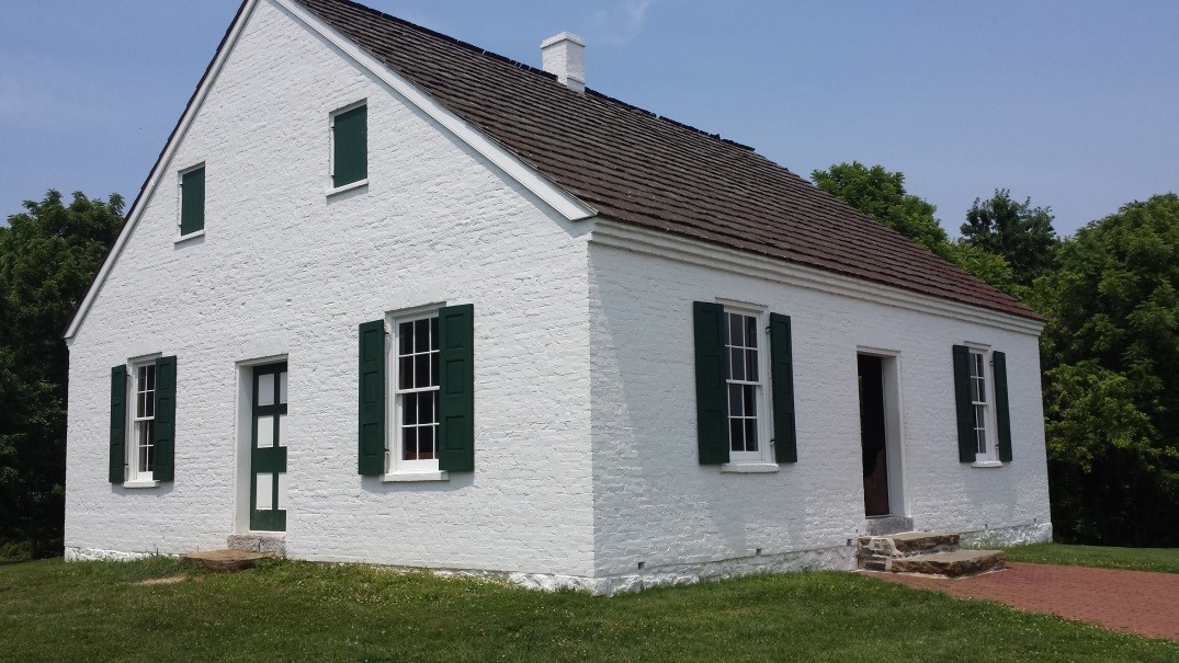 Above: The reconstructed Dunker church. It was a focal point of fighting as the battle shifted to the south and west during the morning hours.