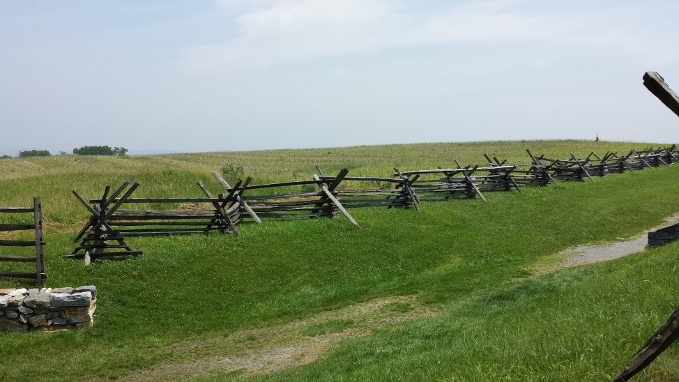 Above: The open field over which Union regiments advanced towards Bloody Lane.