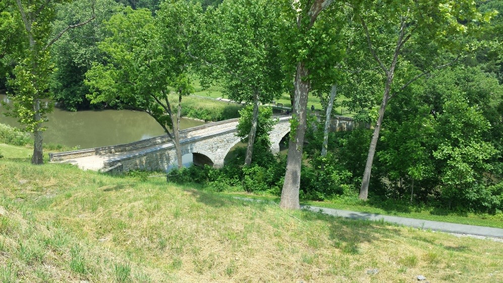 Above: The view from the Confederate positions on the west side of the creek.