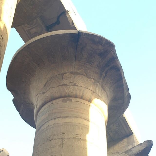 Karnak Column Forest. 𓊽𓋹𓊽.  134 sandstone papyrus stalk columns. Easy to know how small you are in this forest.𓇅𓇊𓇅.  #egyptiansun #turquoisesky #manmandforest #gargantuan #ancientforest #achitecture #sacredpapyrus