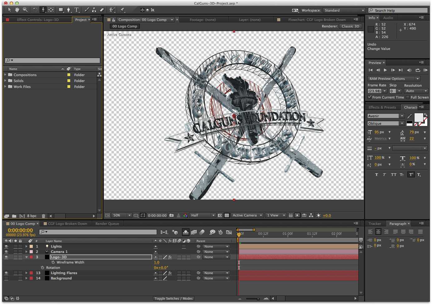 Wireframe version of the logo, showing relationships and conflicts between elements.