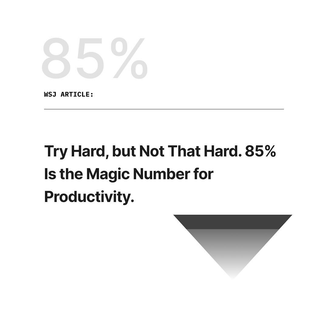 Coaching tip #5: Why 85% is the new magic number for productivity.