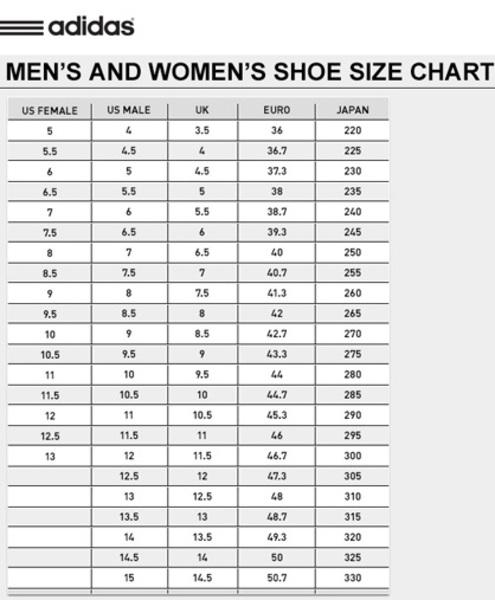 adidas foot size guide