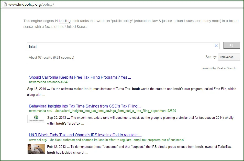 Screenshot from Find Policy