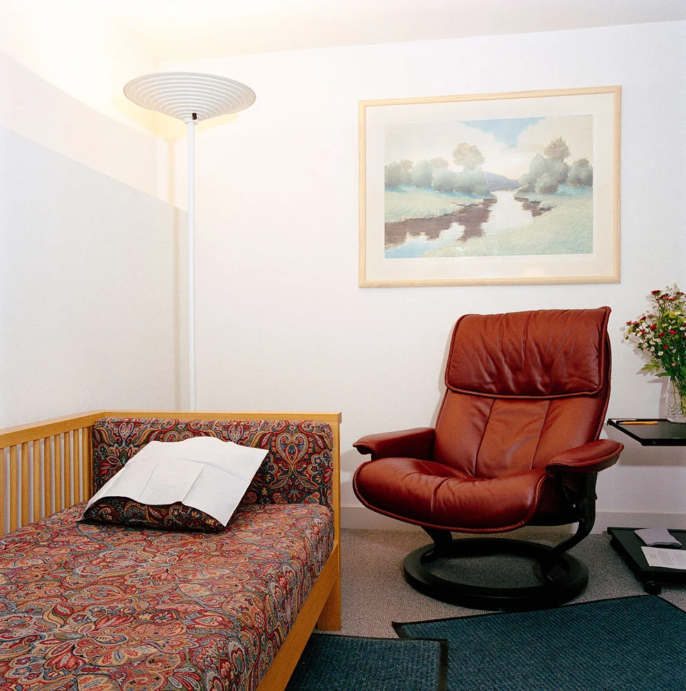 Newton, MA: Office with paisley covered couch