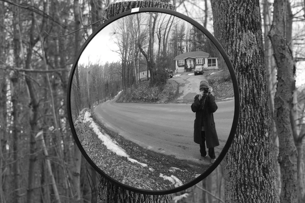 Jaffrey, NH: Self reflection in road reflector