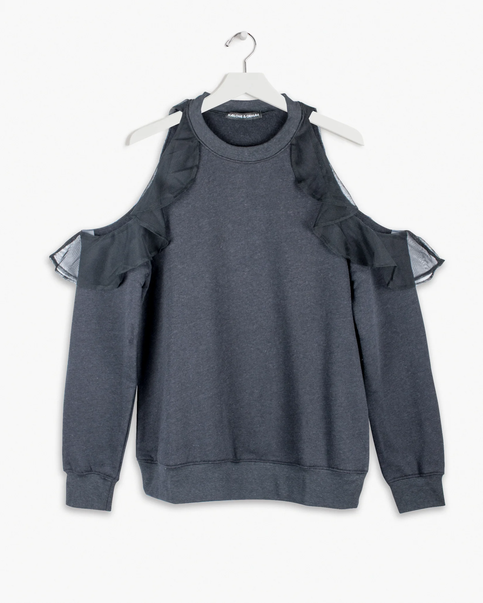 ruffle shoulder sweatshirt