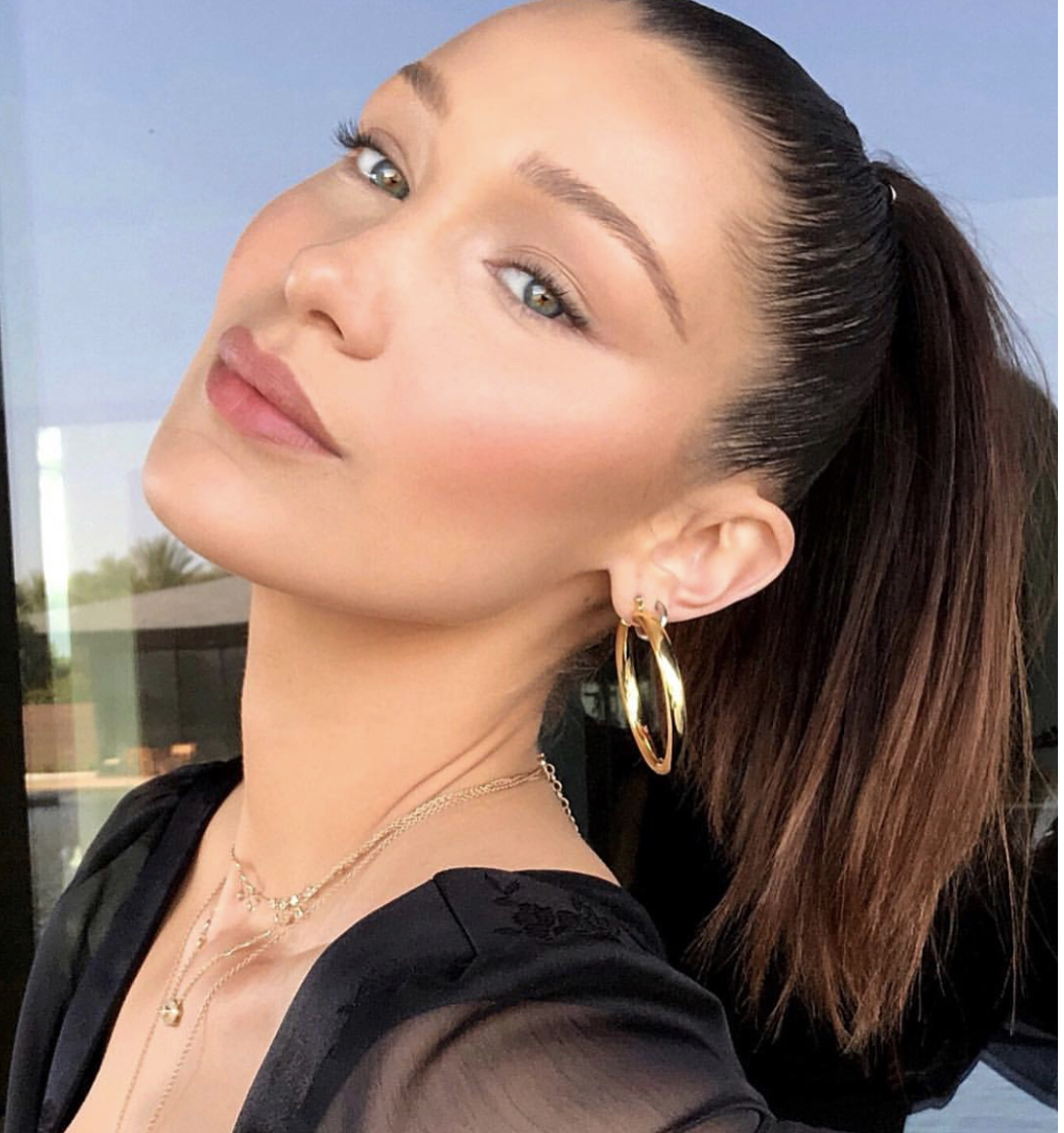 Bella Hadid in Luv AJ's Gold Amalfi Hoops 