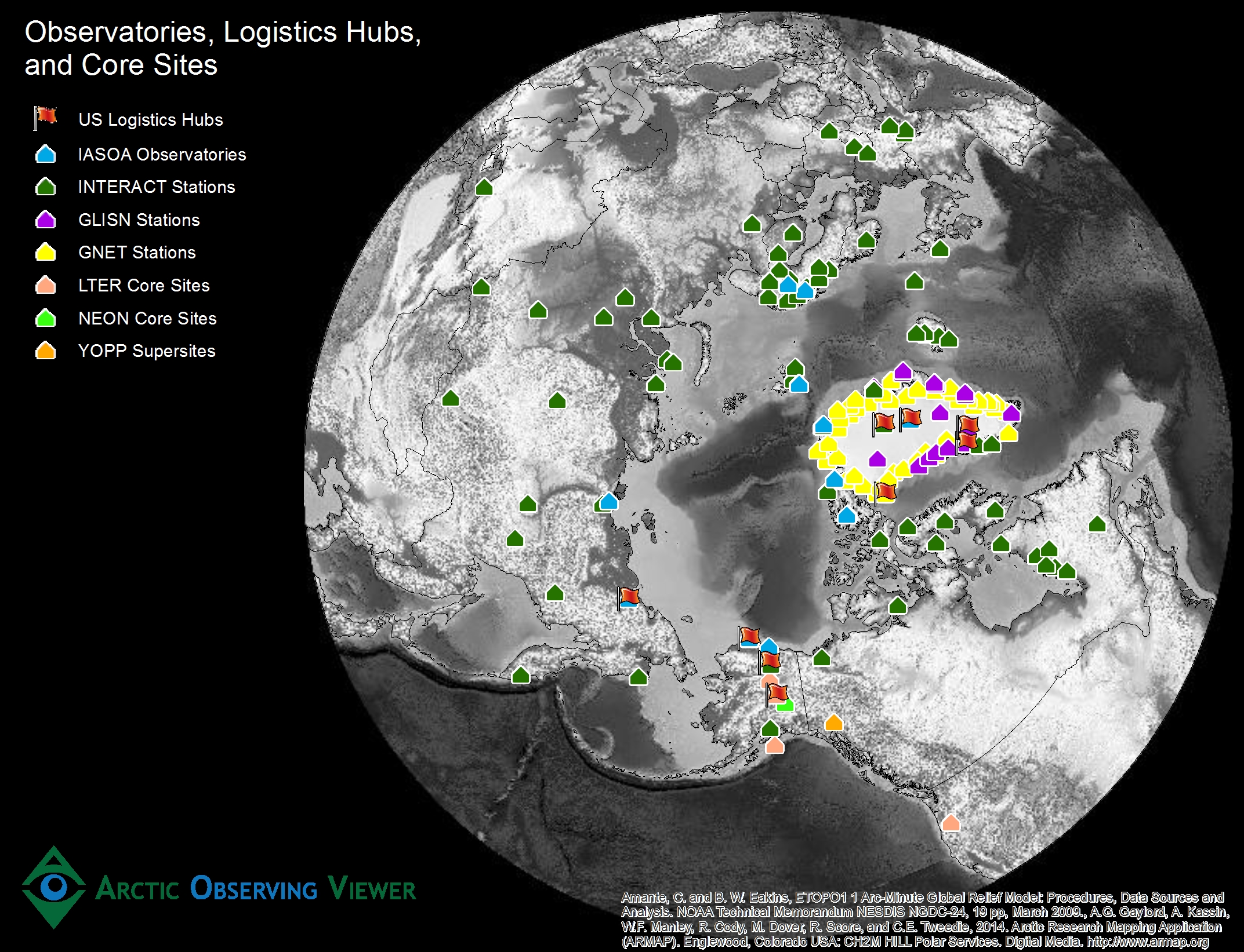 Observatories, Logistics Hubs, and Core Sites