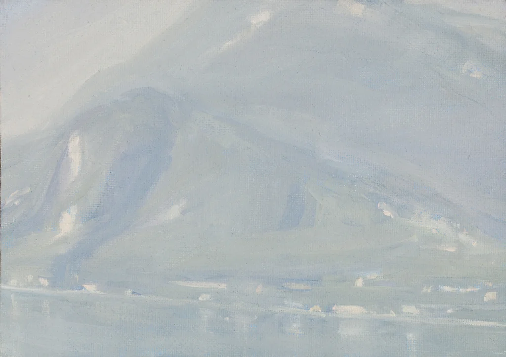   Foggy Morning From Bellano,  2015  5" x 7"  oil on canvas board 