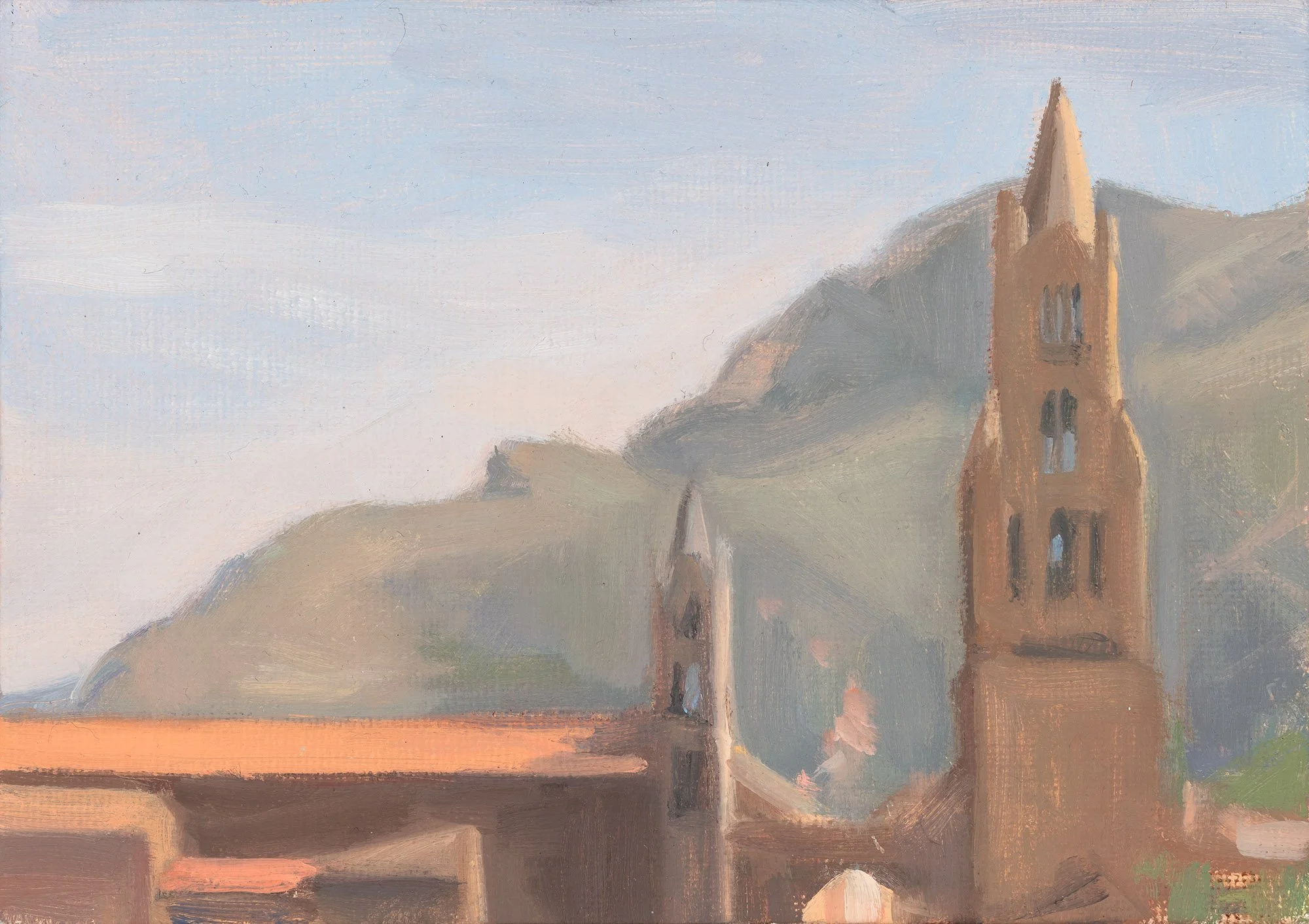  Palermo Cathedral, Spring,  2019  oil on canvas board  5” x 7” 