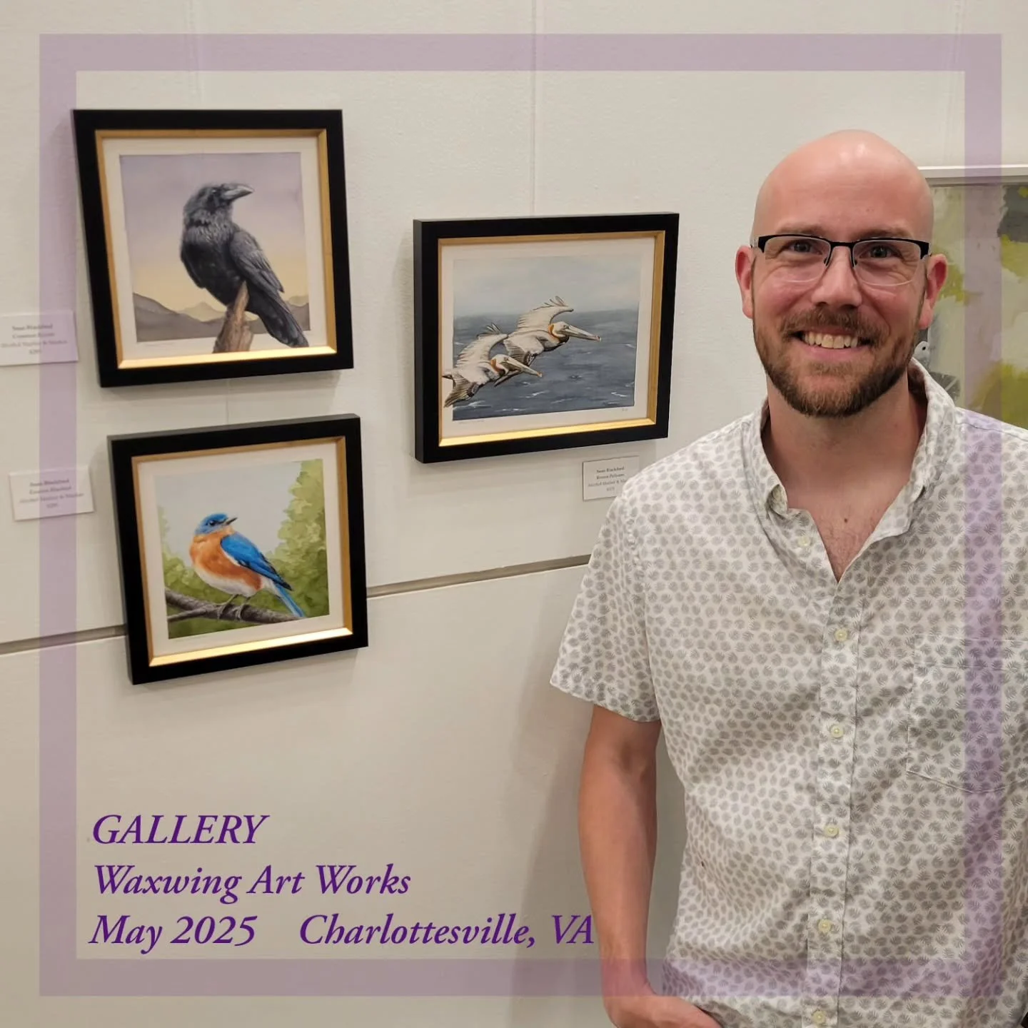 I had the priveledge last night to attend my *very first* gallery opening at the @waxwingartworks gallery in Charlottesville, VA. I met and spoke with other artists and bird enthusiasts and had a fantastic time. Well worth the drive down!

The show r