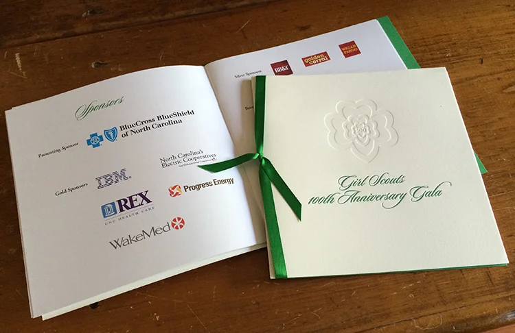 Gala invitation with hand assembled event programs