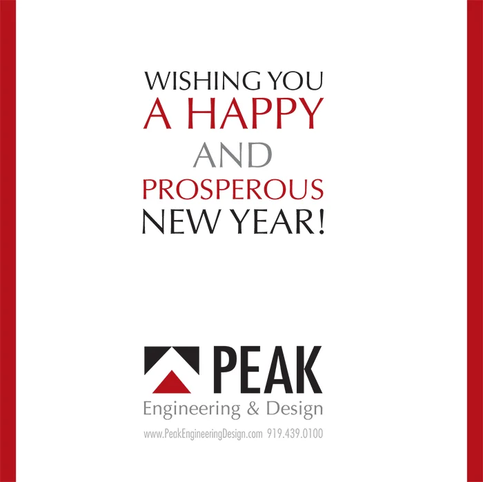 Wishing you a happy and prosperous new year! Peak Engineering branded card